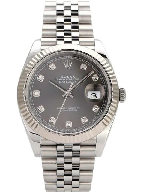 Rolex Datejust 41 Edelstahl Weißgold 126334 Rhodium Diamant Jubile-Band