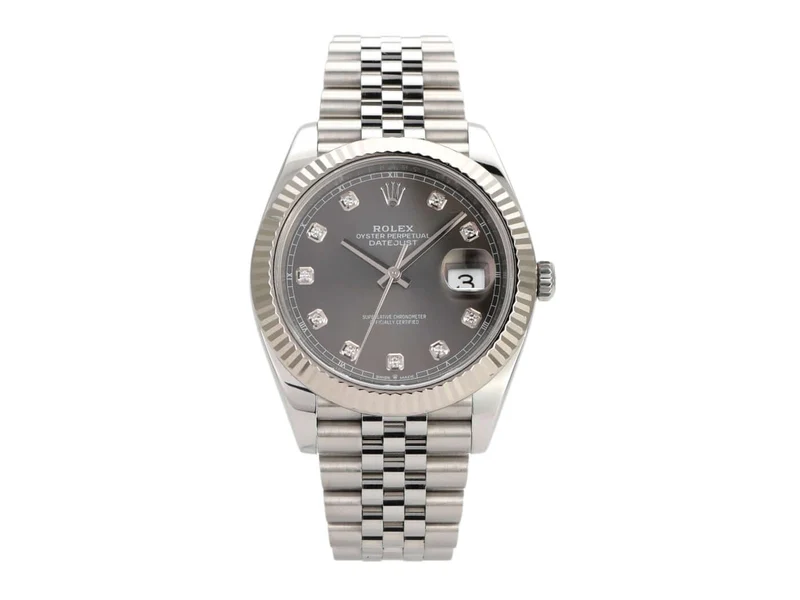 Rolex Datejust 41 Edelstahl Weißgold 126334 Rhodium Diamant Jubile-Band