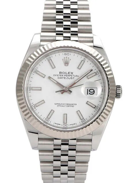 Rolex Datejust 41 Edelstahl Weißgold 126334 Weiß Jubile-Band