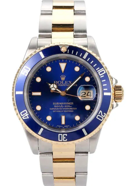 Rolex Submariner Date 16613 Edelstahl Gelbgold Blau