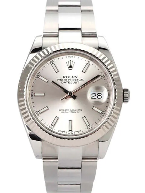 Rolex Datejust 41 Edelstahl Weißgold 126334 Silber