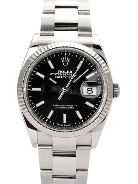 Rolex Datejust 36 Oystersteel Weißgold 126234 Schwarz