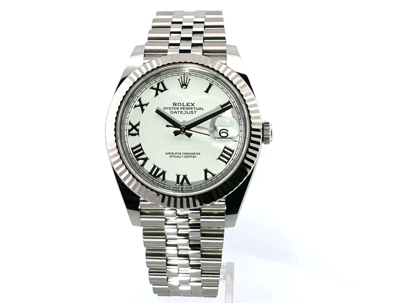 Rolex Datejust 41 Edelstahl Weißgold 126334 Weiß Römisch Jubile-Band