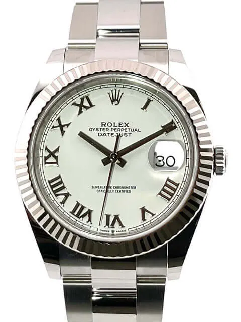 Rolex Datejust 41 Edelstahl Weißgold 126334 Weiß Römisch