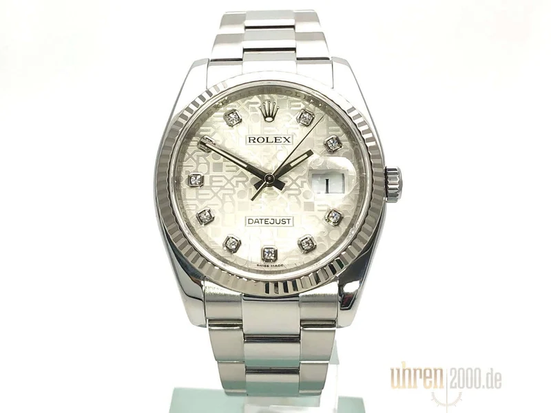 Rolex Datejust 36 Edelstahl Weißgold 116234 Silber Jubilé Diamant aus 2010