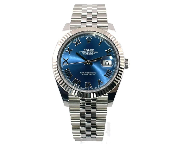 Rolex Datejust 41 Edelstahl Weißgold 126334 Blau Römisch Jubile-Band