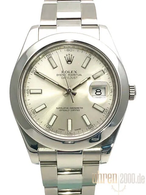 Rolex Datejust II 41 Edelstahl 116300 Silber Index aus 2014