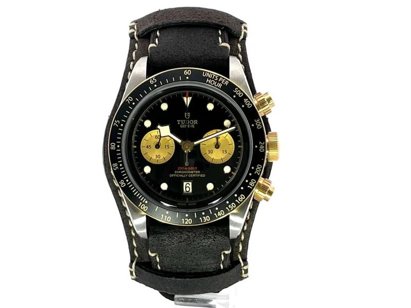 Tudor Heritage Black Bay Chrono Steel Gold Lederband M79363N-0002