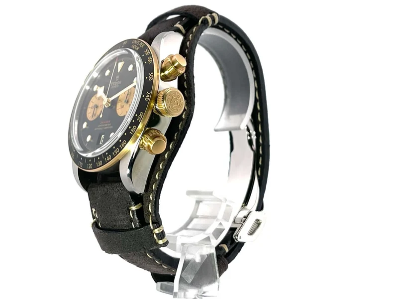 Tudor Heritage Black Bay Chrono Steel Gold Lederband M79363N-0002