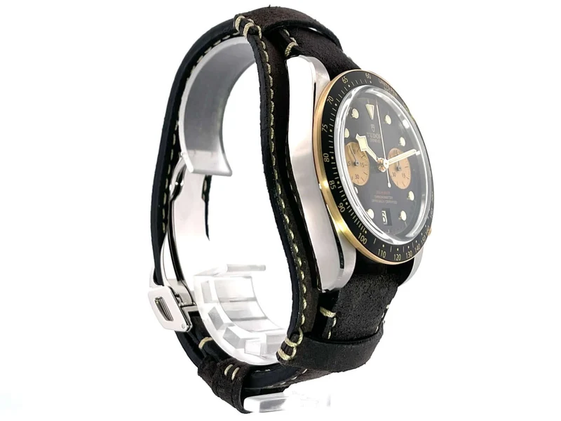 Tudor Heritage Black Bay Chrono Steel Gold Lederband M79363N-0002