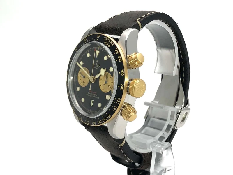 Tudor Heritage Black Bay Chrono Steel Gold Lederband M79363N-0002