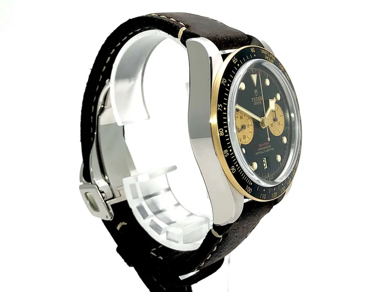 Tudor Heritage Black Bay Chrono Steel Gold Lederband M79363N-0002