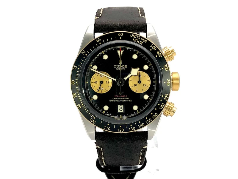 Tudor Heritage Black Bay Chrono Steel Gold Lederband M79363N-0002