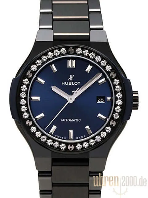 Hublot Classic Fusion 33 Ceramic Blue Bracelet Diamonds 585.CM.7170.CM.1204