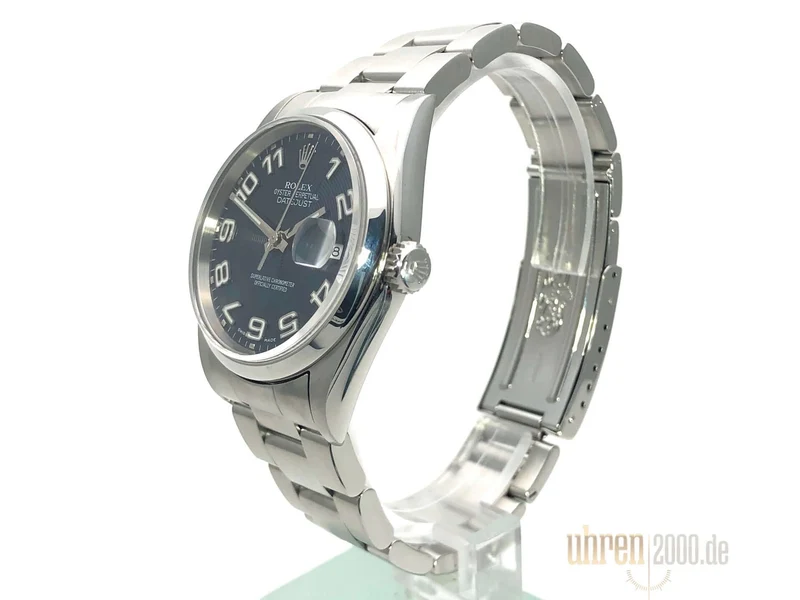 Rolex Datejust 36 Edelstahl 16200 Blau Arabisch aus 2005 LC100