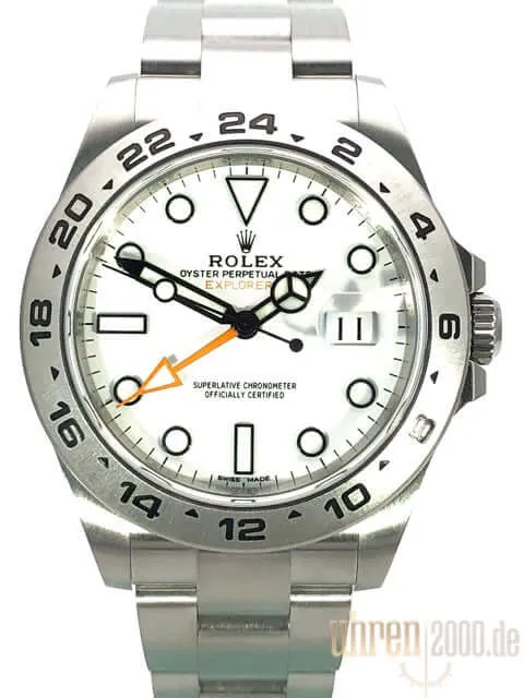 Rolex Explorer II 42 Edelstahl 216570 aus 2017 LC100 weißes Zifferblatt