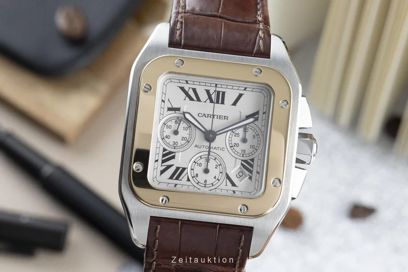 Cartier Santos 100 chronograph steel / gold automatic men's watch 2740 LP: 14300EUR [2204341]
