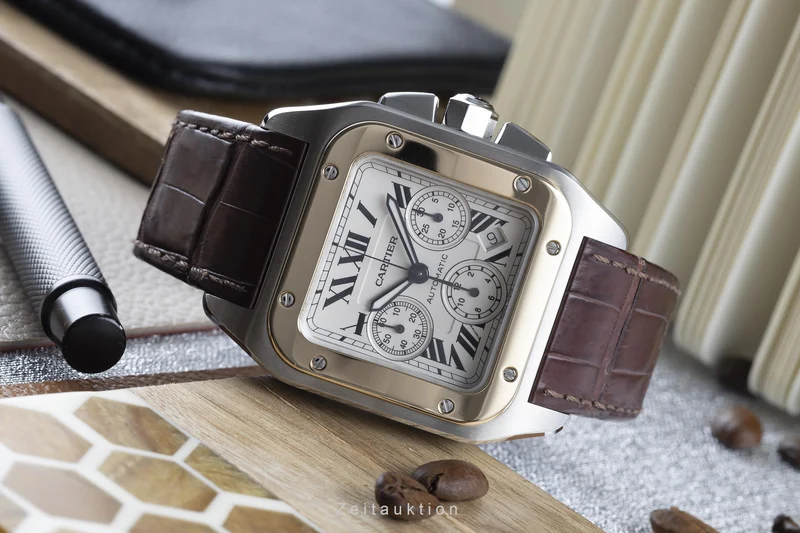 Cartier Santos 100 chronograph steel / gold automatic men's watch 2740 LP: 14300EUR [2204341]