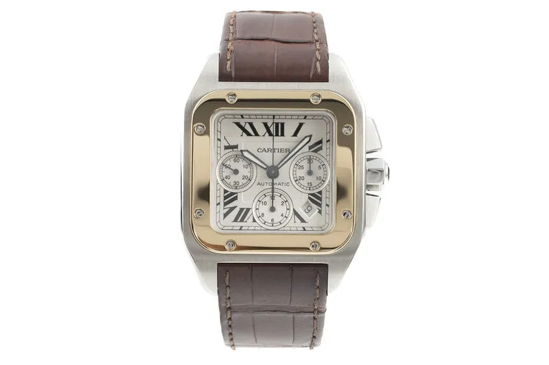 Cartier Santos 100 chronograph steel / gold automatic men's watch 2740 LP: 14300EUR [2204341]