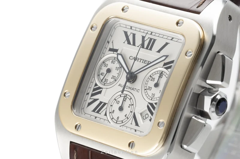 Cartier Santos 100 chronograph steel / gold automatic men's watch 2740 LP: 14300EUR [2204341]