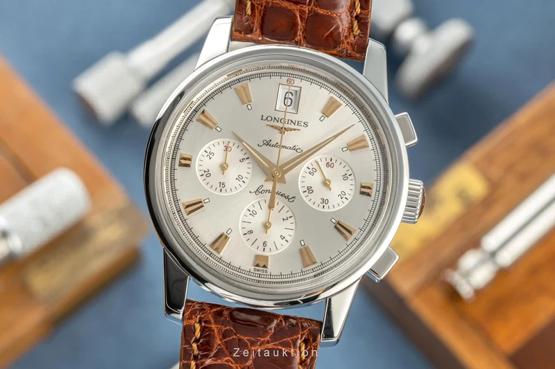 Longines Conquest Heritage chronograph steel automatic men's watch L1.641.4 LP: 2600EUR [2205983]
