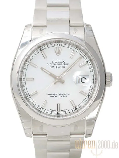 Rolex Oyster Datejust 36 Weiß Index 116200 ungetragen