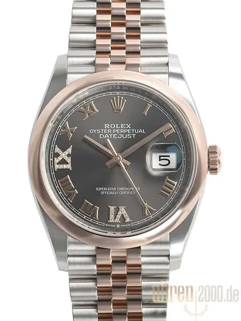 Rolex Datejust 36 Rhodium Römisch Diamant 126201 Jubile-Band