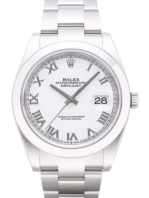 Rolex Datejust 41 Oystersteel 126300 Weiß Römisch