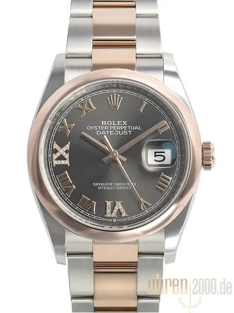 Rolex Datejust 36 126201 Rhodium Römisch Diamant