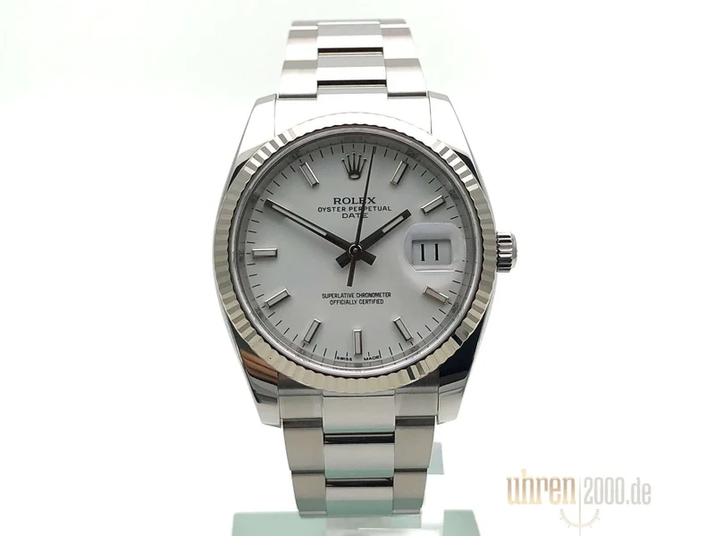 Rolex Oyster Perpetual Date 34 Weiß 115234 aus 2019 LC100