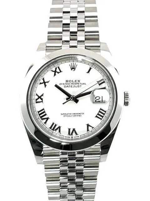 Rolex Datejust 41 Oystersteel 126300 Weiß Römisch Jubile-Band