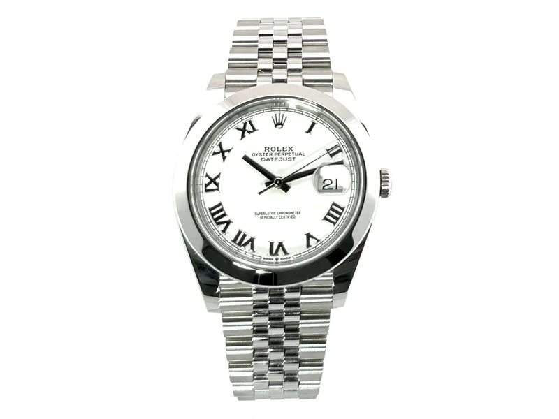 Rolex Datejust 41 Oystersteel 126300 Weiß Römisch Jubile-Band