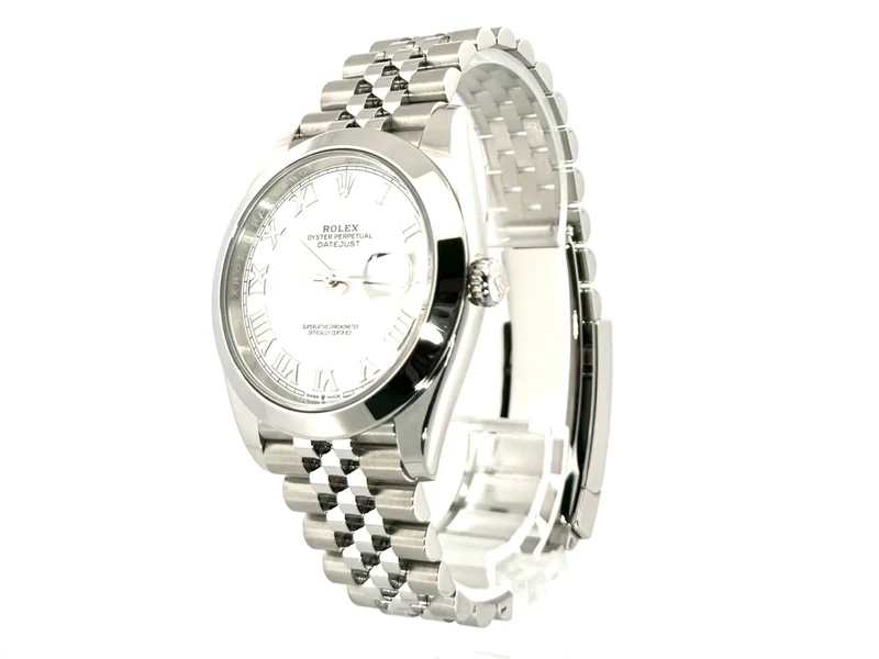 Rolex Datejust 41 Oystersteel 126300 Weiß Römisch Jubile-Band