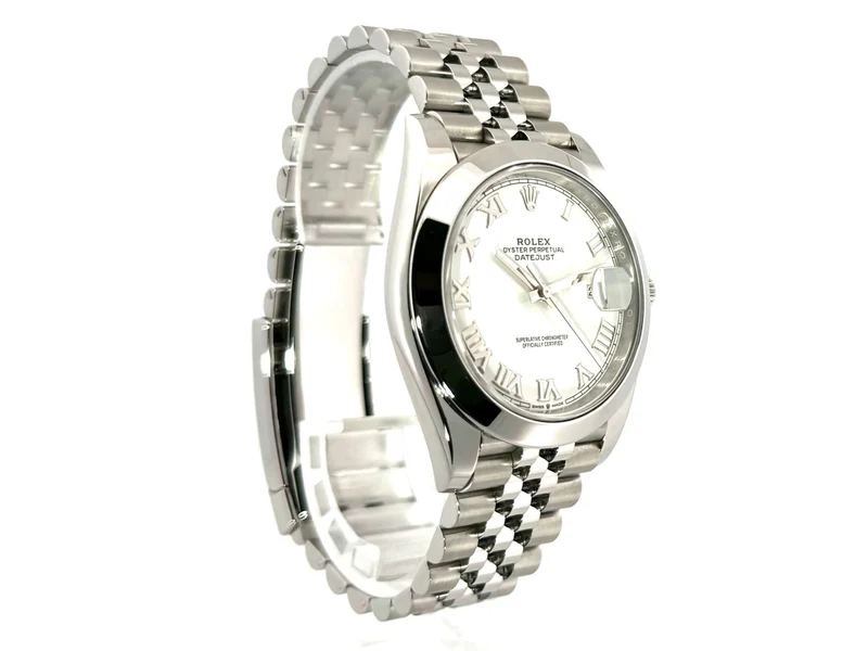 Rolex Datejust 41 Oystersteel 126300 Weiß Römisch Jubile-Band