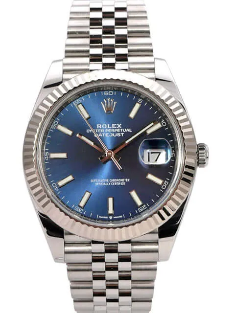 Rolex Datejust 41 Edelstahl Weißgold 126334 Blau Jubile-Band
