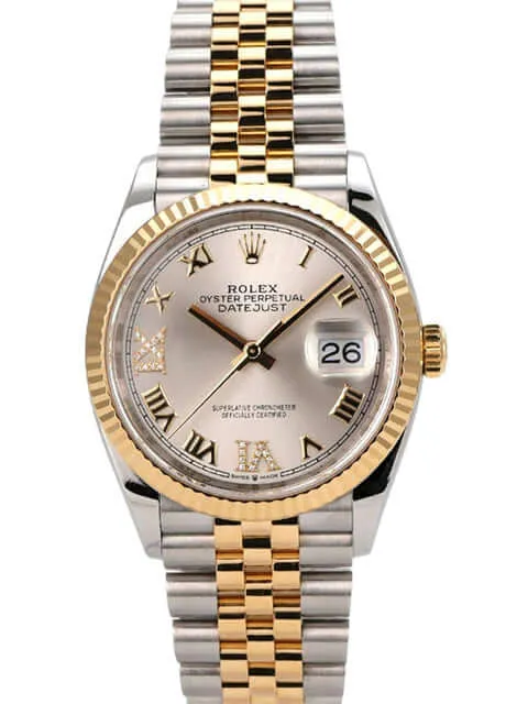 Rolex Datejust 36 Edelstahl Gold 126233 Silber R Diamant Jubile-Band