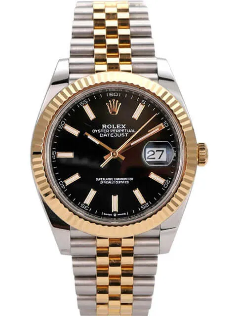 Rolex Datejust 41 Edelstahl Gelbgold 126333 Schwarz Jubile-Band