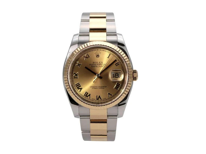 Rolex Datejust 36 Edelstahl Gelbgold 116233 Champagner Römisch