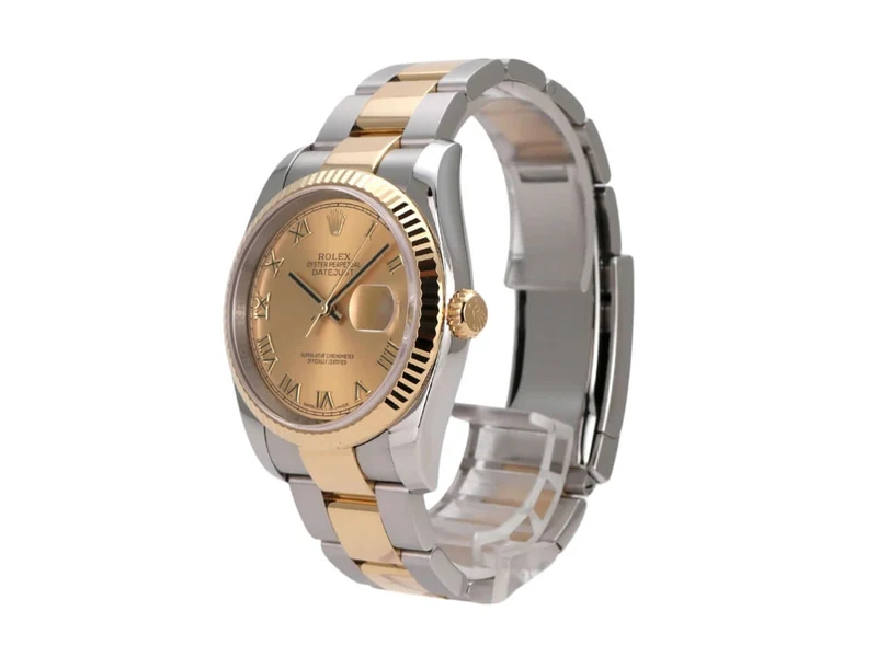 Rolex Datejust 36 Edelstahl Gelbgold 116233 Champagner Römisch