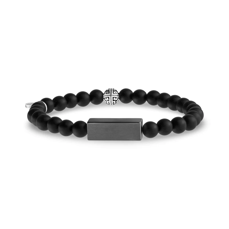 6mm Mattschwarzes Rechteckiges Perlenarmband