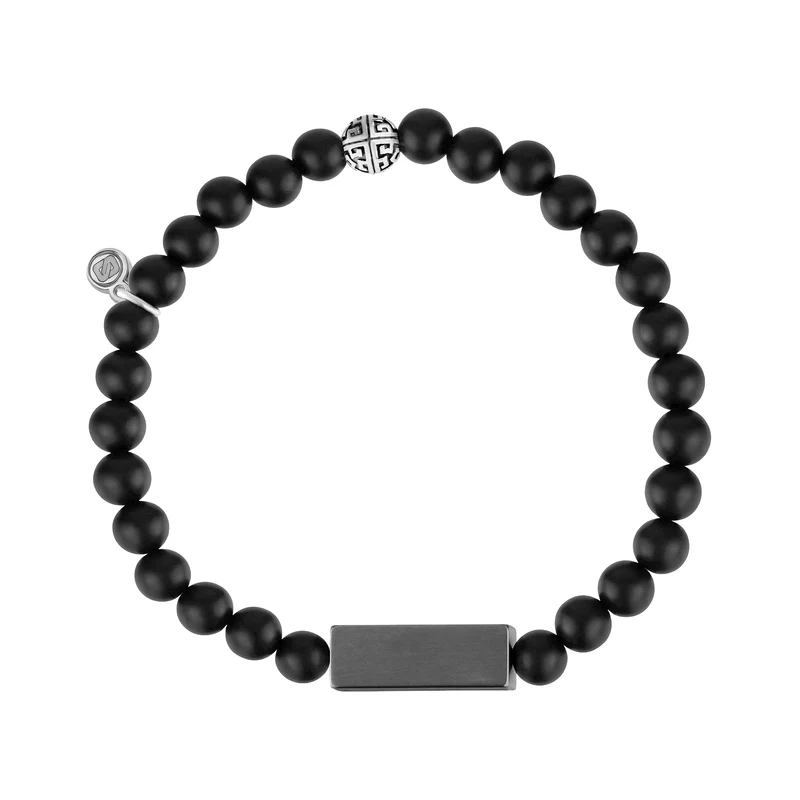 6mm Mattschwarzes Rechteckiges Perlenarmband
