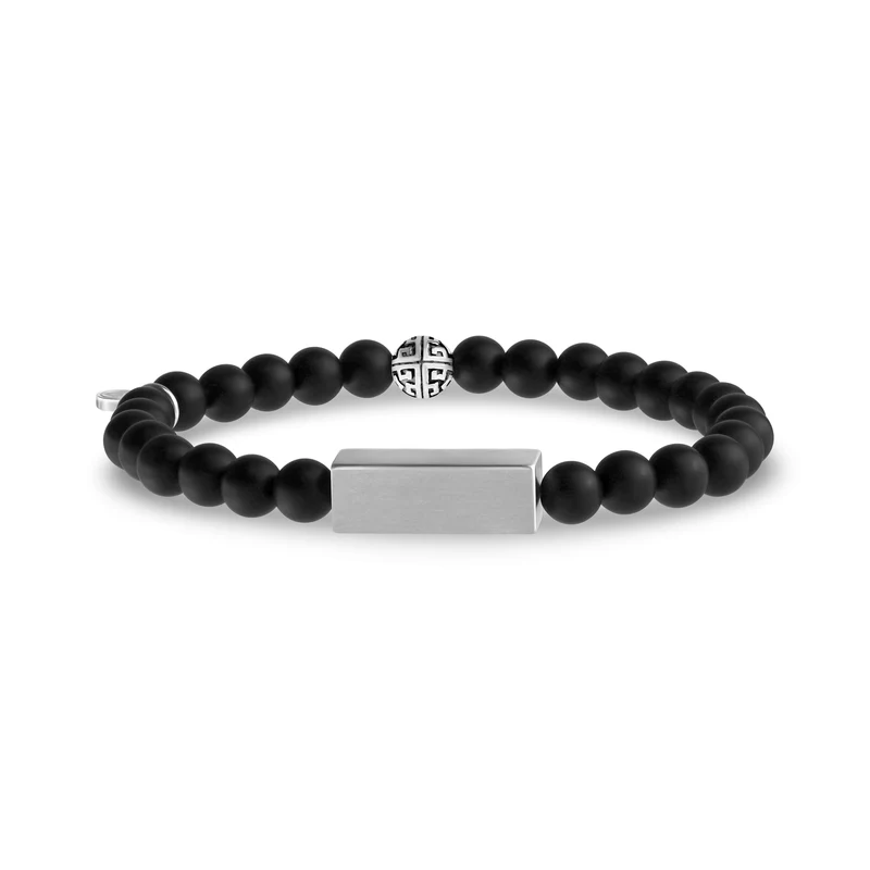 6mm Mattschwarzes Rechteckiges Perlenarmband
