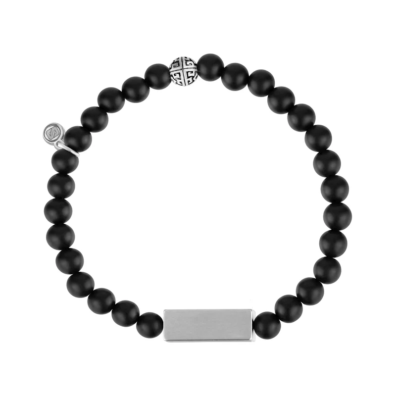 6mm Mattschwarzes Rechteckiges Perlenarmband