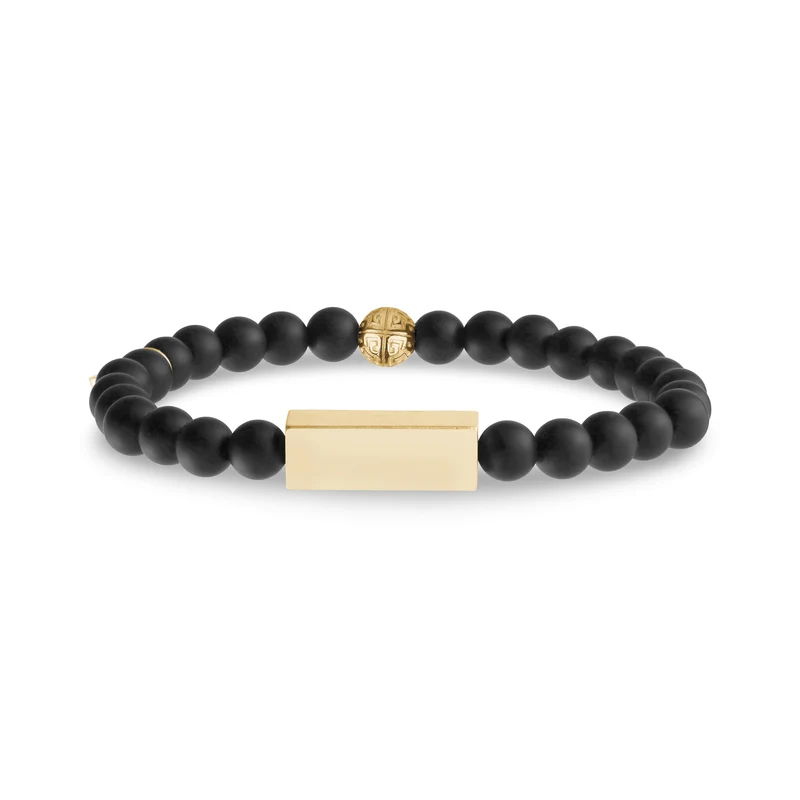 6mm Mattschwarzes Rechteckiges Perlenarmband