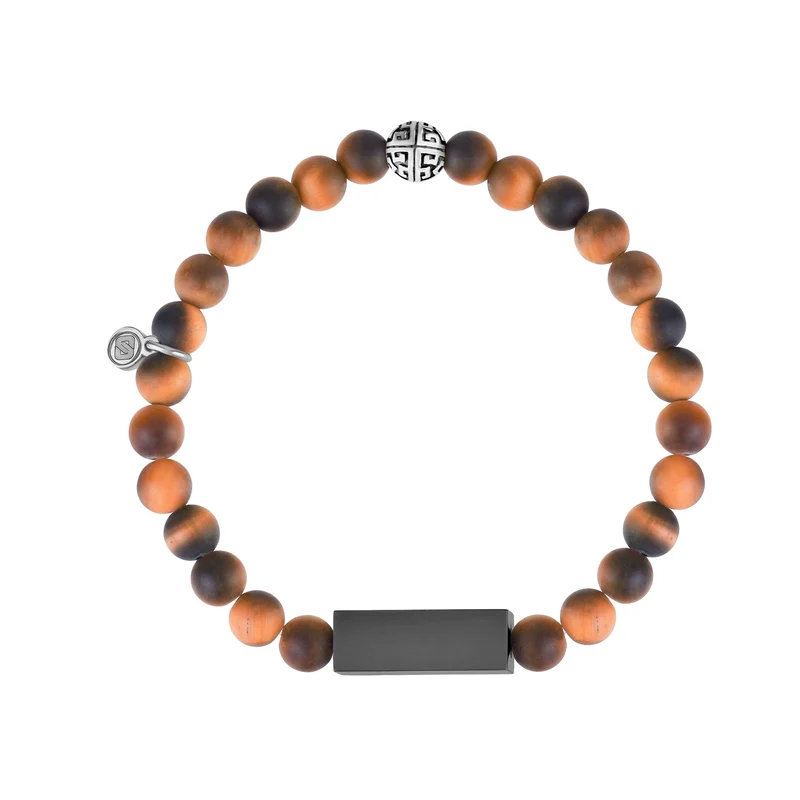 6mm Matte Tigerauge Rechteck Perlen Armband