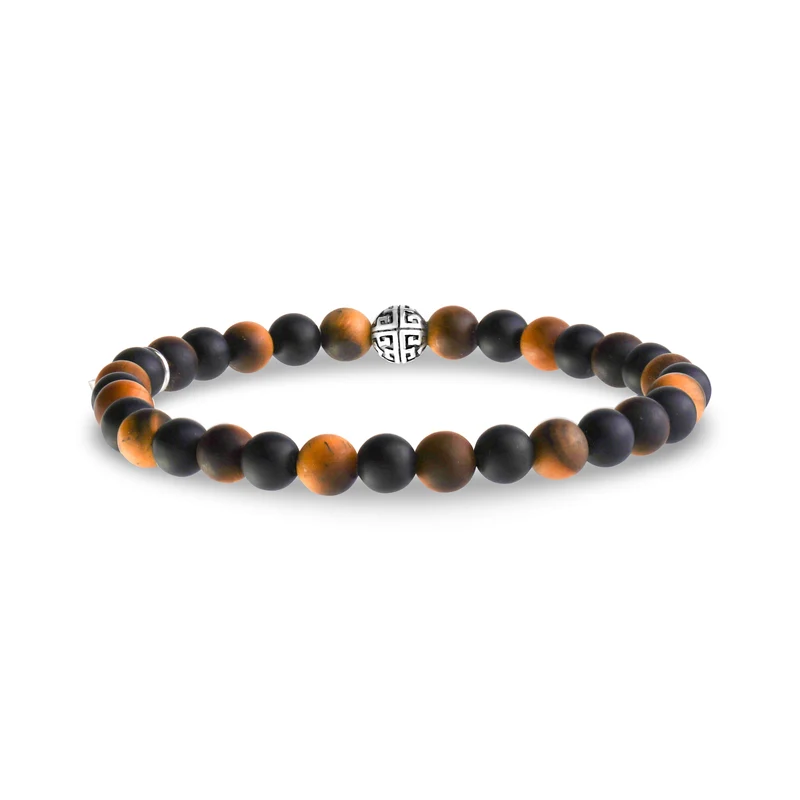 6mm Schwarz & Braun Perlenarmband
