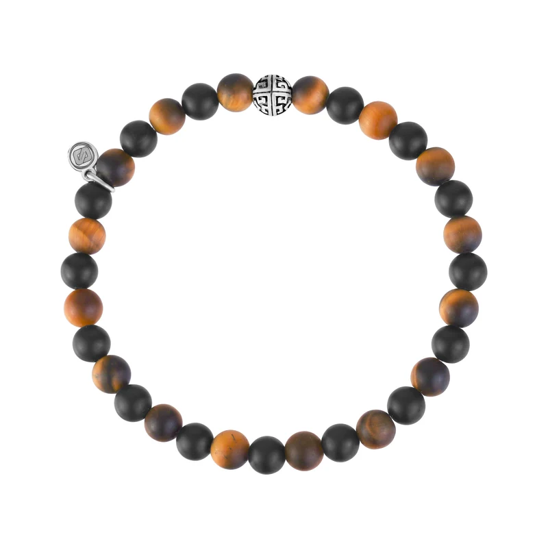 6mm Schwarz & Braun Perlenarmband