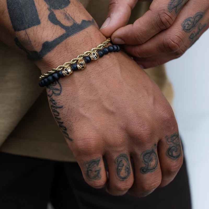 6mm Totenkopf Brücke Stretch Bead Armband