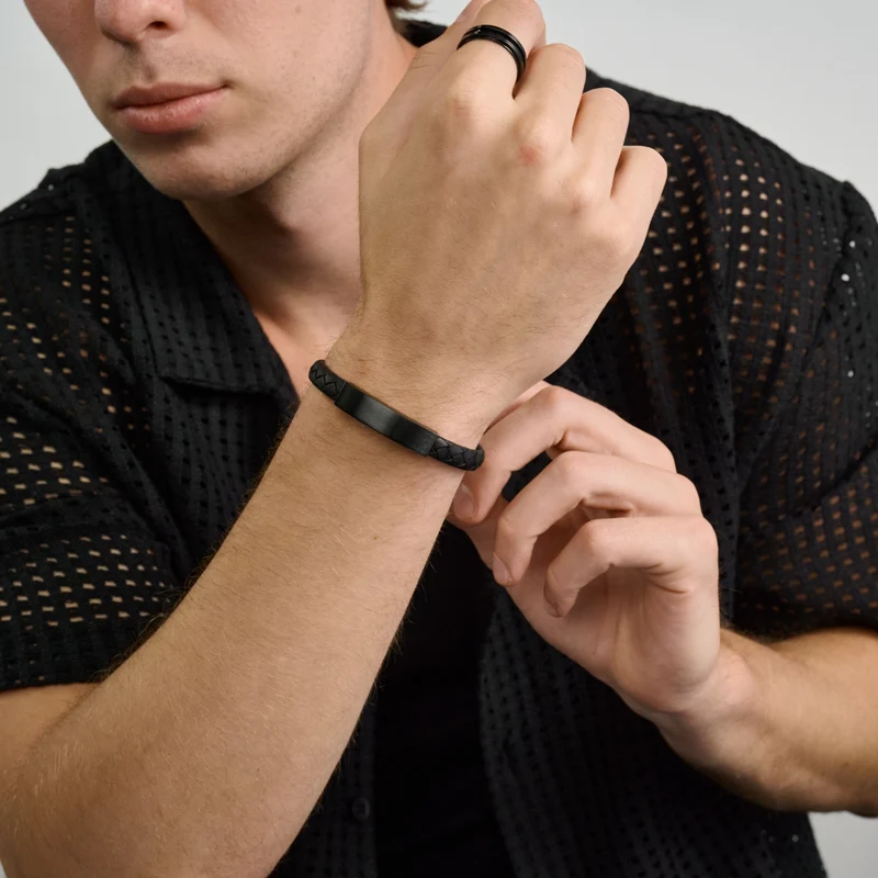 8mm flaches Leder ID-Armband