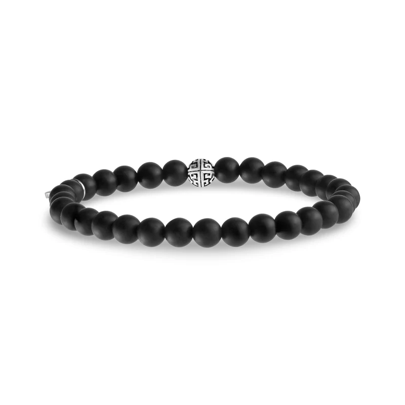 Mattes schwarzes Perlenarmband | 6MM